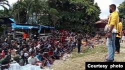 Aksi penolakan terhadapa wacana pemekaran Papua digelar di Jayapura pada 10 Mei 2022. Aksi tersebut akhirnya dibubarkan polisi karena dinilai tidak sesuai dengan aturan mengemukakan pendapat di muka umum. (Foto: PRP)
