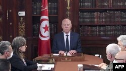 Le président Kais Saied lors d'un conseil pour la sécurité nationale en mars dernier.