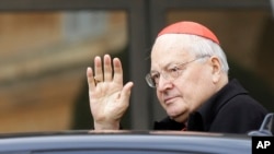 FILE - Cardinal Angelo Sodano arrives for a meeting at the Vatican, Friday, March 8, 2013.