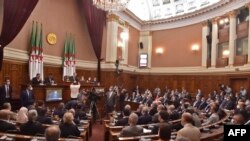 FILE: Algerian MPs attend the opening ceremony of the parliamentary session of 2021-2022 in Algiers on September 2, 2021.
