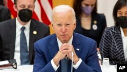 Presiden AS Joe Biden dalam KTT para pemimpin Quad di Tokyo, Jepang Selasa (24/5). 