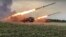 In this handout photo released by Russian Defense Ministry Press Service released on June 1, 2022, The Russian military's Uragan multiple rocket launchers fire rockets at Ukrainian troops at an undisclosed location.