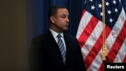 U.S. Attorney for the Eastern District of New York Breon Peace attends a news conference at the Justice Department in Washington, March 16, 2022. 