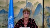 In this image made from online video, United Nations High Commissioner for Human Rights Michelle Bachelet speaks during an online press conference in Guangzhou in southern China's Guangdong Province, May 28, 2022.