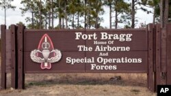 FILE - Fort Bragg shown, Feb. 3, 2022, in Fort Bragg, N.C., is one of nine Army posts an independent commission recommended for a name change. 