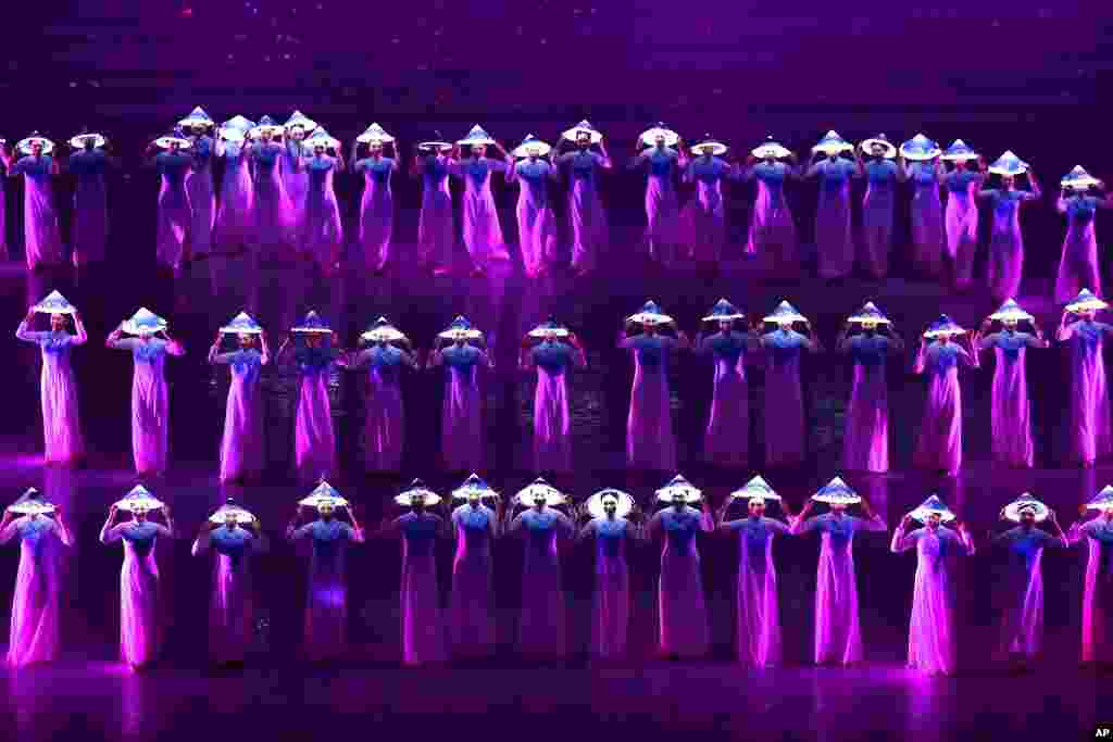 Dancers perform during the 31st Southeast Asian Games (SEA Games 31) in Hanoi, Vietnam. The SEA Games 31 takes place from May 12 to May 23 in Hanoi, and 11 nearby provinces.