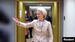 European Commission President Ursula von der Leyen arrives for the second day of a European Union leaders summit in Brussels, Belgium May 31, 2022.