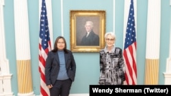 NUG Foreign Minister Zin Mar Aung and Deputy Secretary of State Wendy Sherman