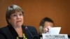 “I am dismayed at the reported decision of the Taliban to dissolve the country’s Independent Human Rights Commission,” said U.N. High Commissioner for Human Rights Michelle Bachelet, shown on Feb. 28, 2022 delivering opening remarks in Geneva.