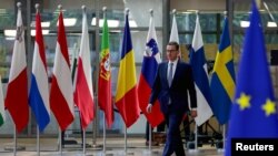 Polish Prime Minister Mateusz Morawiecki arrives for the second day of a European Union leaders summit in Brussels, Belgium, May 31, 2022.