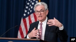 FILE - Federal Reserve Board Chair Jerome Powell speaks during a news conference at the Federal Reserve, May 4, 2022, in Washington