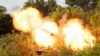 A self-propelled howitzer 2S1 Gvozdika of pro-Russian troops fires a leaflet shell in the direction of Sievierodonetsk to disperse information materials from their combat positions in the Luhansk region, Ukraine May 24, 2022. 