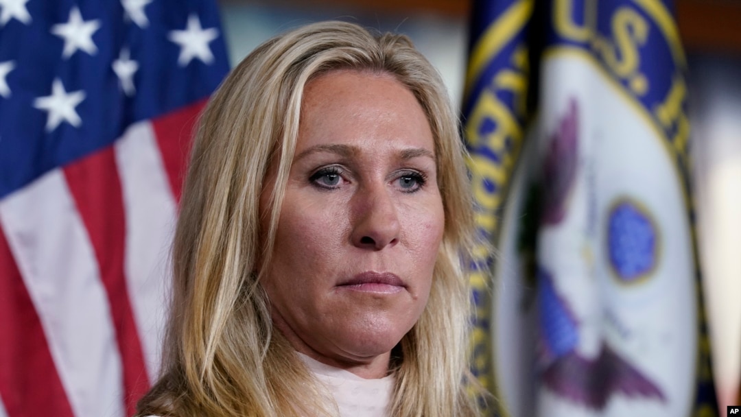 Depite Repibliken Marjorie Taylor Greene, ki reprezante Joji nan Kongre Ameriken an, 7 Dec. 2021.
