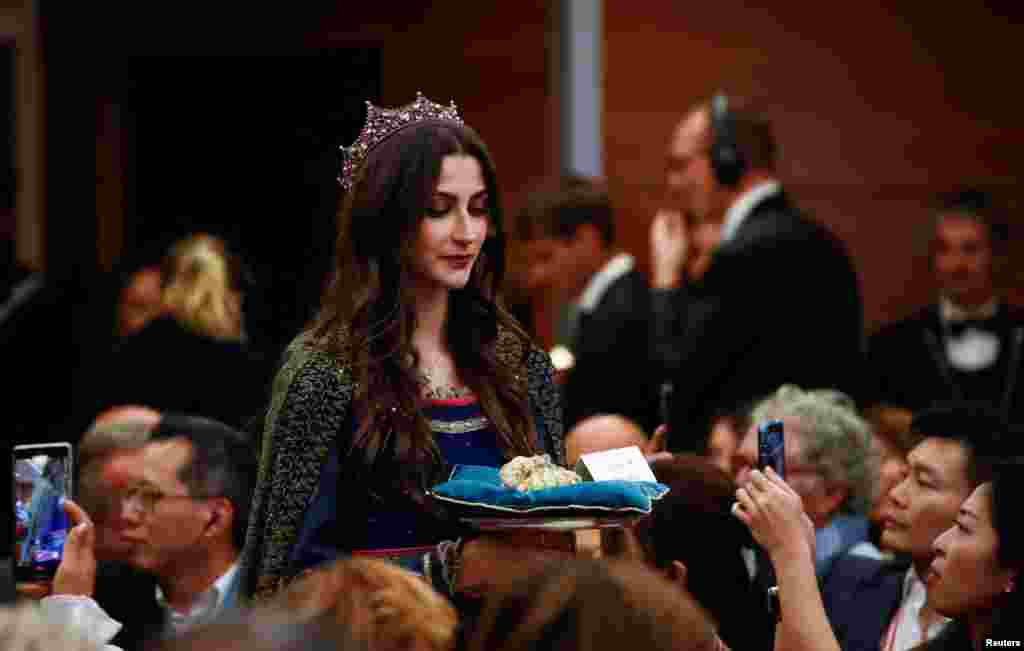 An Alba white truffle weighing 350 grams is pictured during the international auction for truffles at the Castle of Grinzane Cavour, in Grinzane Cavour near Alba, Italy.