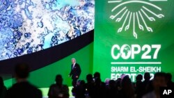 President Joe Biden arrives to speak at the COP27 U.N. Climate Summit, Nov. 11, 2022, in Sharm el-Sheikh, Egypt.