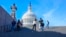 With the US Capitol in the background, people walk down steps on Election Day in Washington, Nov. 8, 2022.