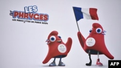 This photograph taken Nov. 14, 2022, shows the newly unveiled Paris 2024 Olympic and Paralympic mascots during their official presentation in Saint-Denis, north of Paris.