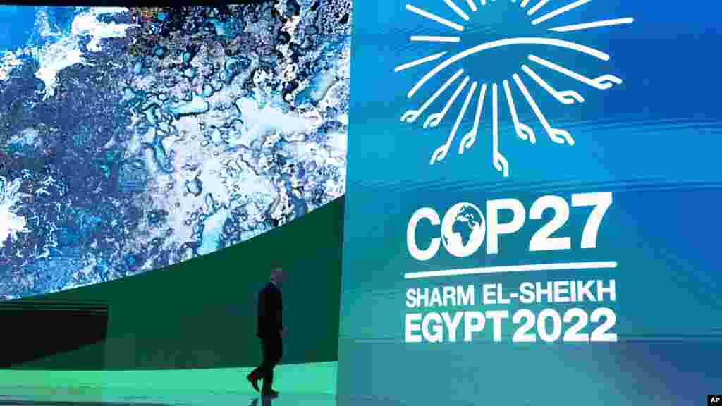 U.S. President Joe Biden departs after speaking at the COP27 U.N. Climate Summit at Sharm el-Sheikh, Egypt.