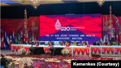 Pertemuan gabungan menteri keuangan dan menteri kesehatan negara-negara G20 menyepakati pembentukan Dana Pandemi. (Foto: Courtesy/Kemenkes)