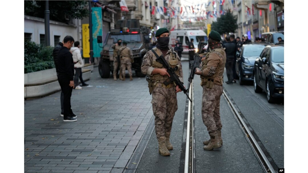 The scene after the explosion in Istanbul, Nov. 13, 2022.