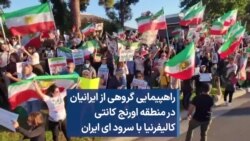 راهپیمایی گروهی از ایرانیان در منطقه اورنج کانتی کالیفرنیا 