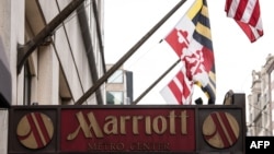The Marriott logo is seen in Washington, Nov. 30, 2018, after Marriott International announced that the data of up to 500 million hotel guests may have been compromised in a hack of the Starwood reservation database.