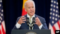 FILE - U.S. Vice President Joe Biden speaks at the 7th U.S.-China Strategic and Economic Dialogue (S&ED) and 6th Consultation on People-to-People (CPE) at the U.S. State Department in Washington, June 23, 2015.