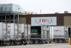 A JBS meatpacking plant is seen in Plainwell, Michigan, June 2, 2021.