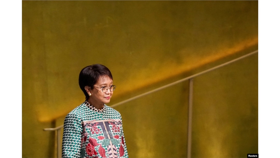 Menteri Luar Negeri Retno Marsudi menghadiri Sidang Majelis Umum PBB ke-77 di Markas Besar PBB di New York City, AS, 26 September 2022. (Foto: Reuters)