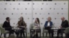 Predstavljanje Alarma prEUgovora (s leva na desno): Filip Lukić (moderator), Jelena Pejić Nikolić, Sofija Mandić, Tanja Ignjatović i Nemanja Nenadić, u Beogradu, 24. novembra 2022. (Foto: Fejsbuk lajv, skrinšot)