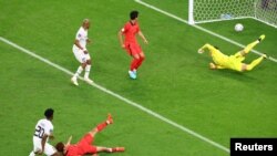 Ghana's Mohammed Kudus scores his second goal against South Korea at the 2022 FIFA World Cup, Qatar, November 28, 2022