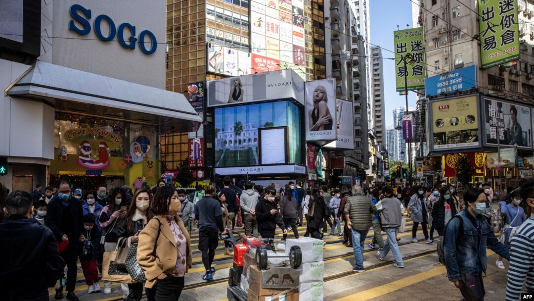12月22日，香港的一處購物區。