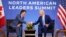 Prezidan Joe Biden rankontre Premye Minis Kanadyen Justin Trudeau nan otel InterContinental Presidente a nan Meksiko Siti, Meksik, 20 Janvye 2023.