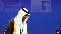 FILE - Saudi Arabia's Energy Minister Prince Abdulaziz bin Salman leaves the podium after his speech at the Abu Dhabi International Petroleum Exhibition & Conference in Abu Dhabi, United Arab Emirates, Oct. 31, 2022.