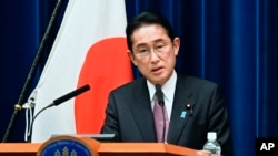 FILE - Japan's Prime Minister Fumio Kishida speaks during a news conference at the prime minister's official residence in Tokyo, Dec. 16, 2022. 