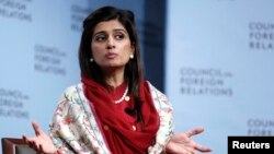 FILE - Hina Rabbani Khar, then Pakistan's minister for foreign affairs, speaks at the Council on Foreign Relations in New York, Jan. 16, 2013. Now her nation's deputy foreign minister, she said Jan. 25, 2023, that Pakistan and Russia are stressing the need for "practical engagement" with Afghanistan's Taliban rulers.