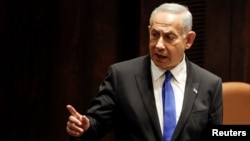 بنیامین نتانیاهو، نخست وزیر منتخب اسرائیل، در نشست ویژه کنست، پارلمان اسرائیل، در اورشلیم - ۸ دی ۱۴۰۱ 