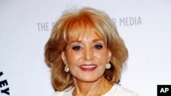 FILE - Barbara Walters arrives to participate in a panel discussion featuring the hosts of ABC's 'The View,' at The Paley Center for Media on April 9, 2008, in New York. 