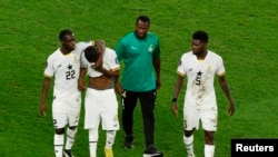 Quelques joueurs ghanéens après leur élimination le 2 décembre 2022.