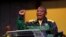 FILE: In this photo taken on July 29, 2022, South Africa's President Cyril Ramaphosa addresses Africa National Congress delegates at the National Recreation Center Johannesburg during the party's National Policy Conference. 