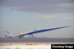 NASA's research plane, called X-59, is shown in this image provided by manufacturer Lockheed Martin. (Image Credit: NASA/Lockheed Martin)