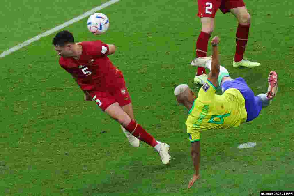 Richarlison marca o segundo golo contra a Sérvia, em jogo do grupo G do Mundial do Qatar. Lusail Stadium em Lusail. Qatar. 24 Nov, 2022