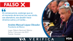 El presidente de México, Andrés Manuel López Obrador dijo que América Latina y el Caribe se encontraban en el "olvido" y "abandono" por parte de Estados Unidos. 