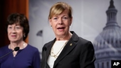 Democratic U.S. Senator Tammy Baldwin speaks to reporters following Senate passage of the Respect for Marriage Act at the Capitol in Washington, Nov. 29, 2022. 