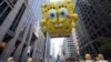 A SpongeBob SquarePants balloon floats through the streets of Manhattan during the 96th Macy's Thanksgiving Day Parade in New York, Nov. 24, 2022