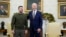 President Joe Biden and Ukrainian President Volodymyr Zelenskyy pose for a photo in the Oval Office of the White House, in Washington, Dec. 21, 2022.