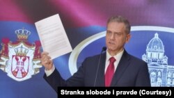 Borko Stefanović, potpredsednik Skupštine Srbije na konferenciji za novinare 23. novembra 2022.