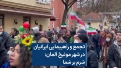 تجمع و راهپیمایی ایرانیان در شهر مونیخ آلمان: شرم بر شما 