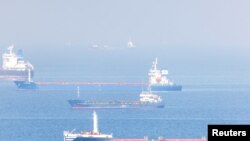 FILE - Cargo ship Despina V, carrying Ukrainian grain, in the Black Sea off Kilyos near Istanbul, Turkey, Nov. 2, 2022. The U.N. said on Nov. 29, 2022, that Russia donated to African farmers 260,000 metric tons of fertilizer that had been sitting in European ports and warehouses.