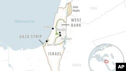 Peta wilayah Israel dan Palestinian.